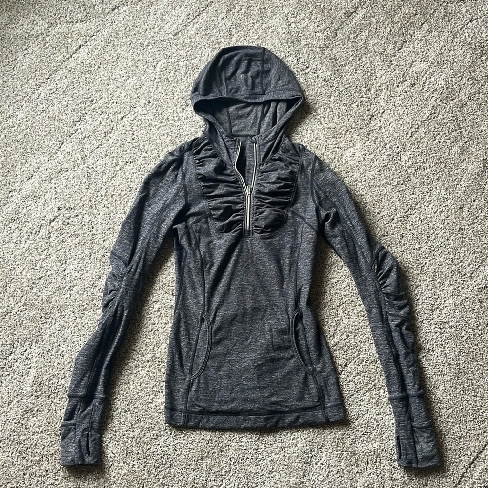 Lululemon Heather Gray Quarter Zip with hood 2